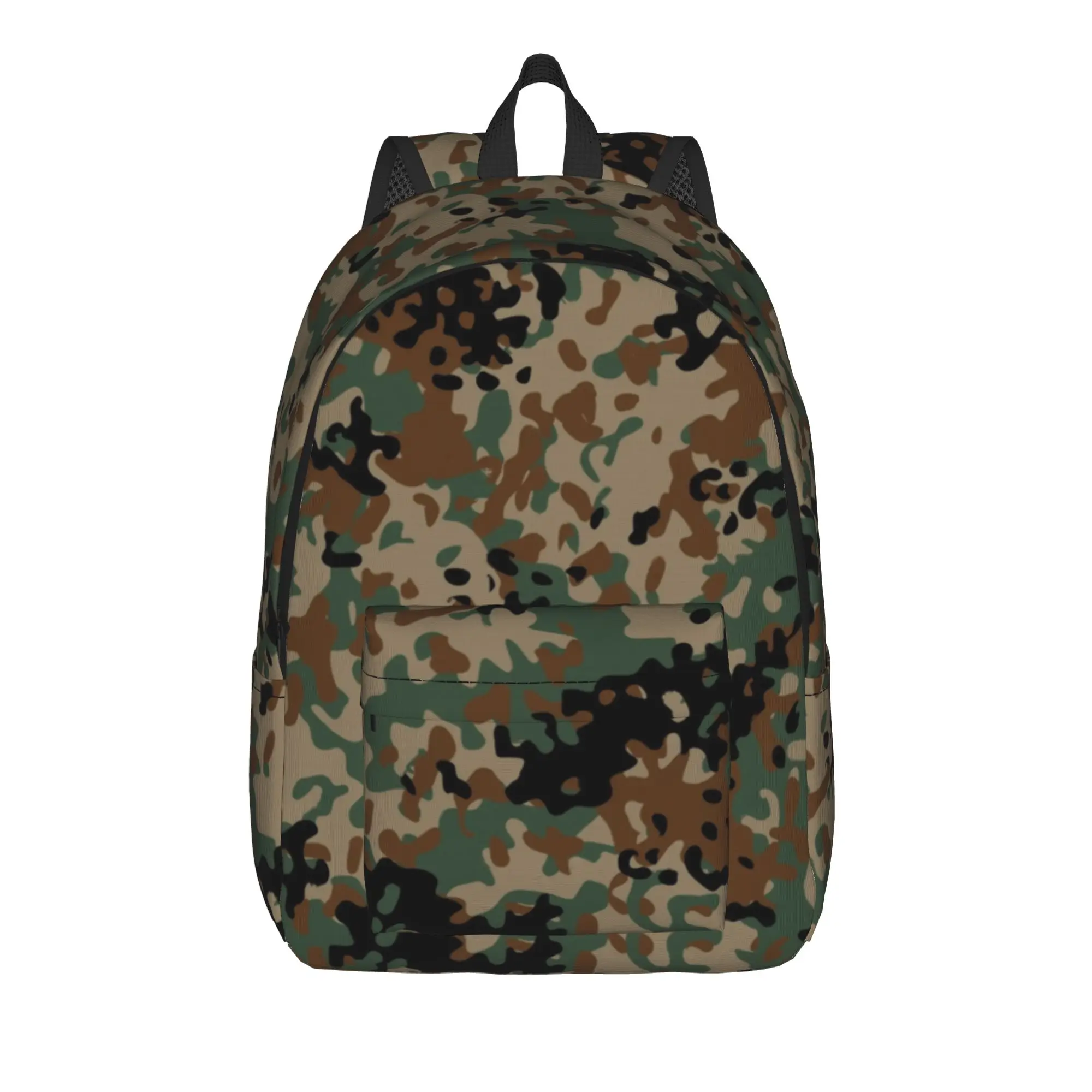 Flecktarn Camouflage Backpack Cool High School Work Daypack Army Military Camo Laptop Computer Shoulder Bag Lightweight
