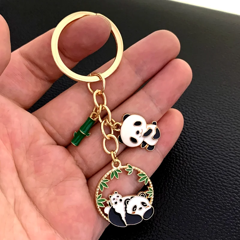 New Lovely Bamboo Panda key chain car key ring pendant women and children mobile phone set key ring gift