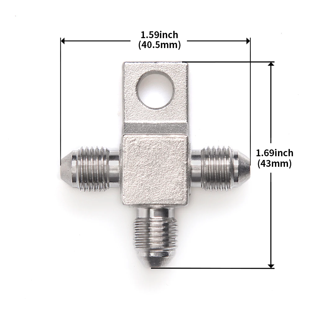 SS304 AN3 3AN T 3-WAY Tee Brake Hose Fittings Universal