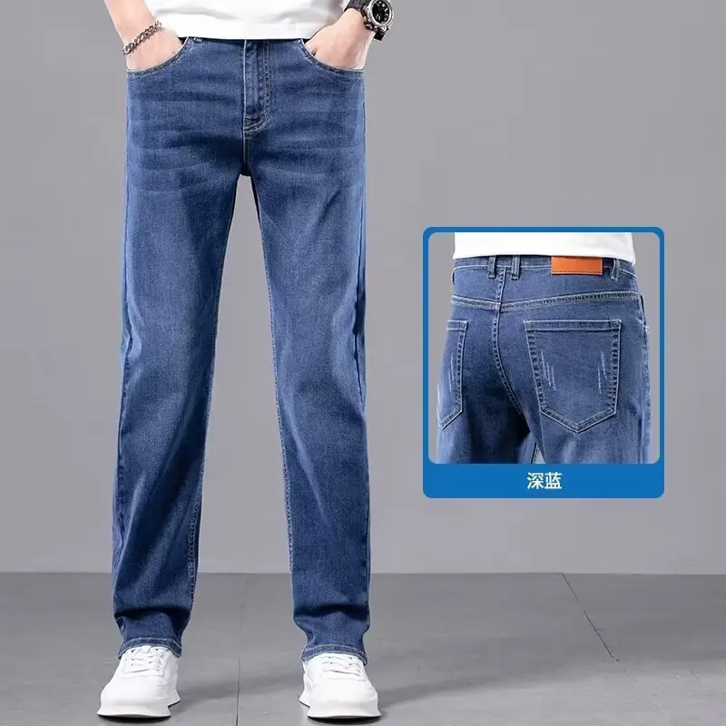 Spodnie męskie slim fit z denimu na rok 2025, wysokiej jakości, modne, casualowe, ze ściągaczami na nogawkach, spodnie do kostki, niebieskie, czarne, inne kolory do wyboru.