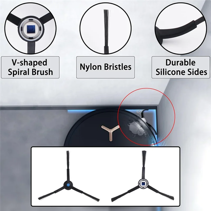 WHYY-Juego de accesorios para Ecovacs Deebot X8 Omni/X8 Pro Omni cepillo principal de goma filtros Hepa rodillos de limpiaparabrisas cepillos laterales bolsas de polvo