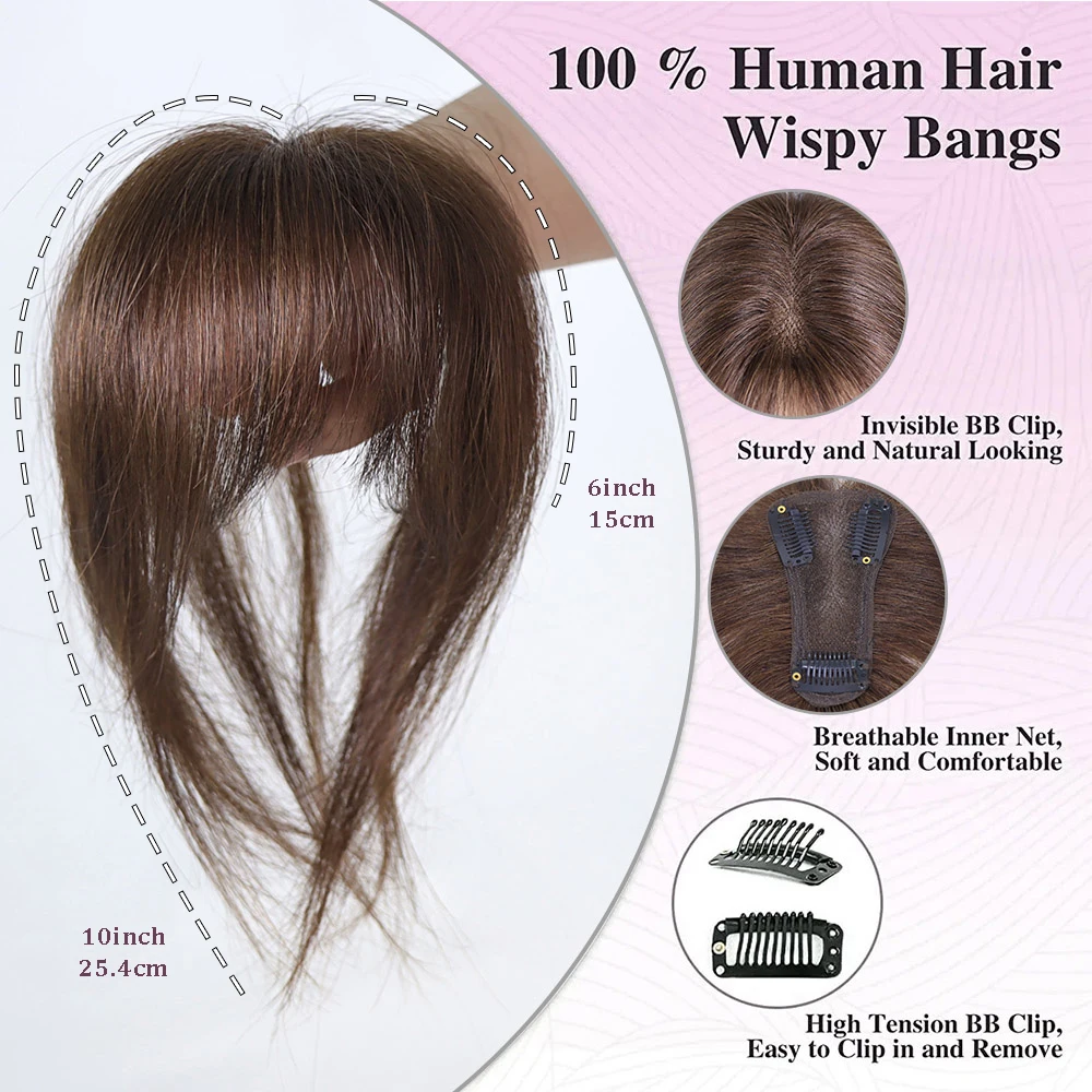 الانفجارات ثلاثية الأبعاد شعر الإنسان غير مرئية سلس الفرنسية Wispy الهواء الانفجارات البني العلوي هامش مع المعابد هيربيسي للنساء توبر #2