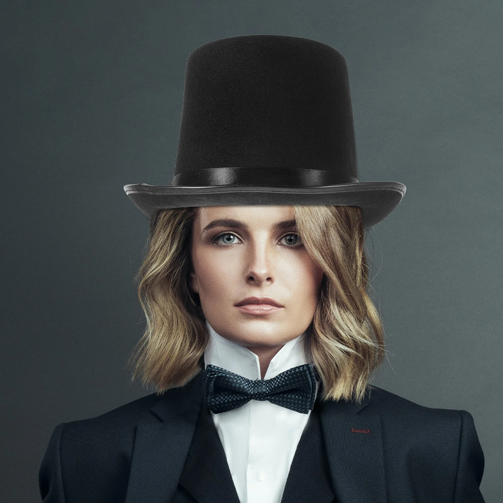 

Black Magician Hat Premium Nonwovens Halloween Steampunk Party Costume Accessory Classic Retro Style Magician Hat