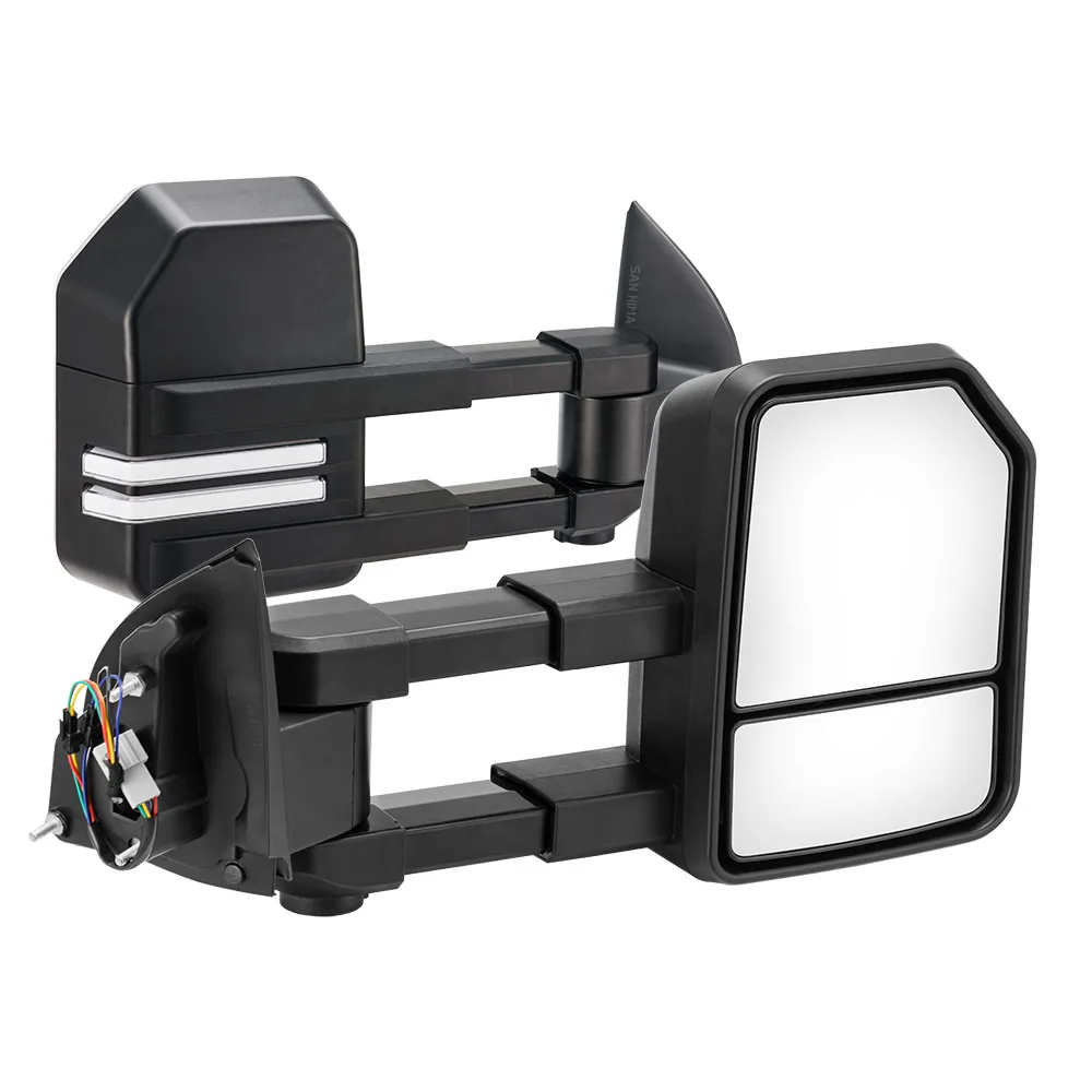 Espejos de remolque extensibles para camioneta de coche SAN HIMA, color negro, aptos para Ford Ranger Wildtrak Raptor MK PX PX2 PX3 XL XLT XLS 2012-MY2022