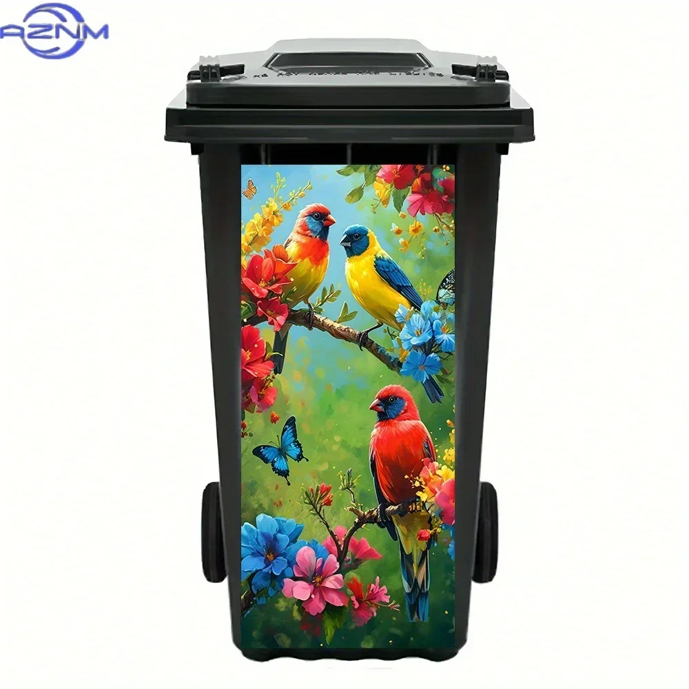 Creative Trash Can Makeover 2D Printed Decal Decor Ornament for Yard Dustbin
