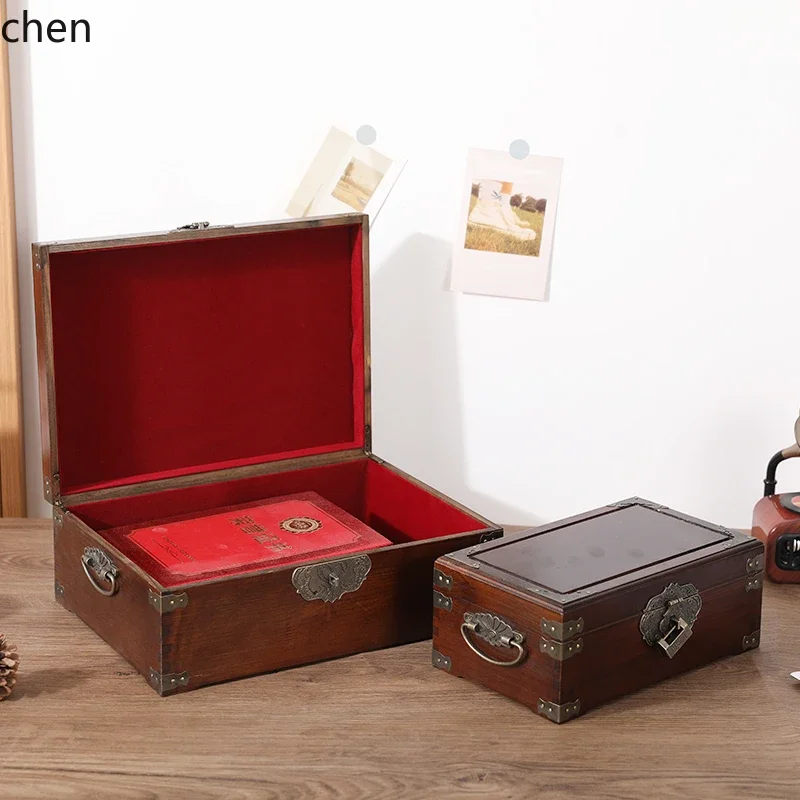 

L20- Wooden Desktop Storage Document Seal Solid Wood Jewelry Box Household Lockle Small Storage Box