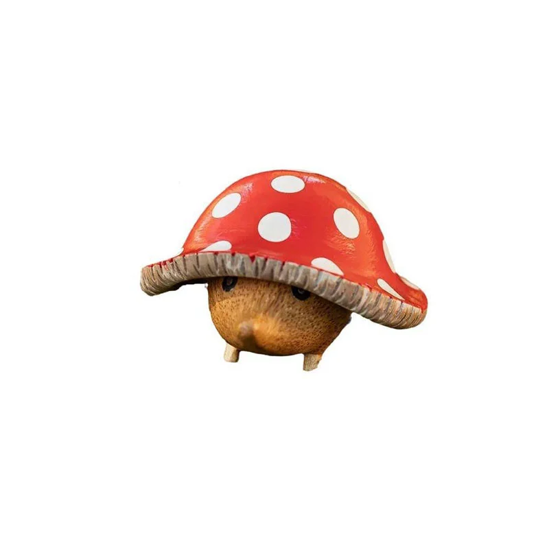 Mushroom Hedgehog Figurines Hedgehog Mushroom Hat Ornament Fairy Garden Patio Yard Lawn Porch Garden Decoration Gifts