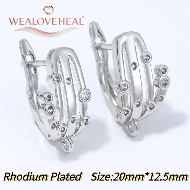 schmuckherstellung zubehör, 1 Paar 18K vergoldete Messing-Ohrringhaken mit rechteckigem Hebelverschluss, Baguette-Zirkonia-Mikropavé, offener Schlaufen-Anhänger für die Ohrringherstellung – Detail 38