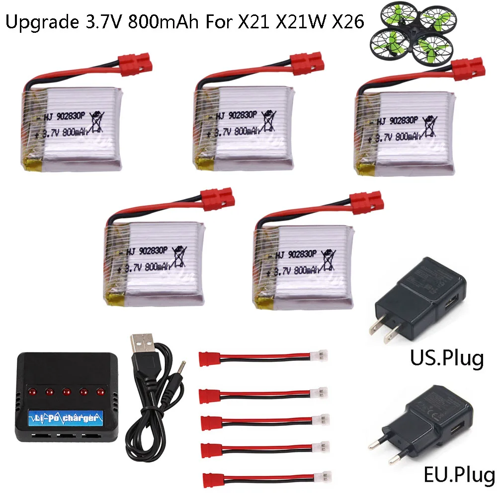 Battery and Chager for SYMA X21 X21W X26 Quadcopter Spare Parts 3.7V 800mAh lipo battery for Remote Control Helicopter toy parts