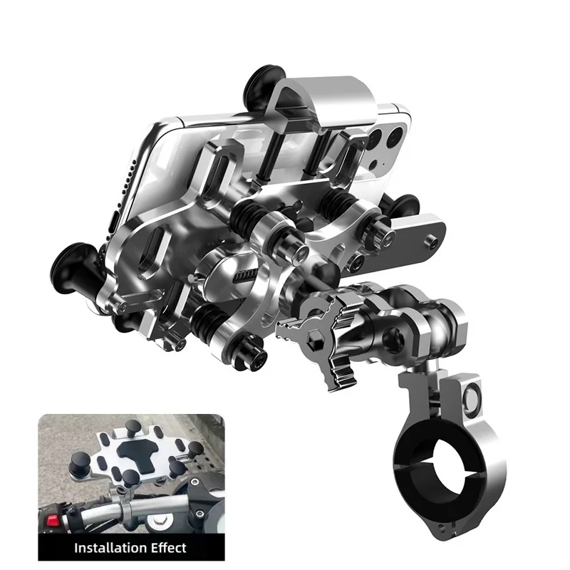 

2025 обновленный амортизирующий держатель для телефона, крепление для мотоцикла, велосипеда, сплава, поворотная регулировка, навигационный кронштейн, универсальная посадка