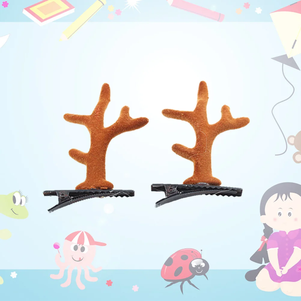 6 قطع من مشابك شعر قرون عيد الميلاد دبوس شعر الرنة الملونة لإكسسوارات الشعر للحفلات للمراهقين