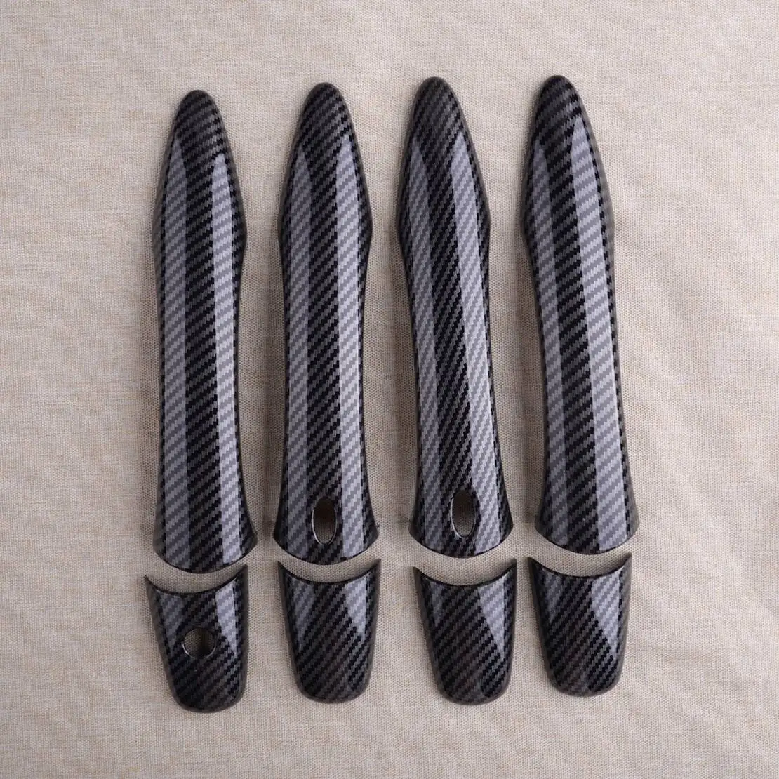 

1 set Car Exterior Door Handle Cover Trim With 1 Key Hole Carbon Fiber Texture Style Fit for Infiniti QX80 SUV 2014-2024