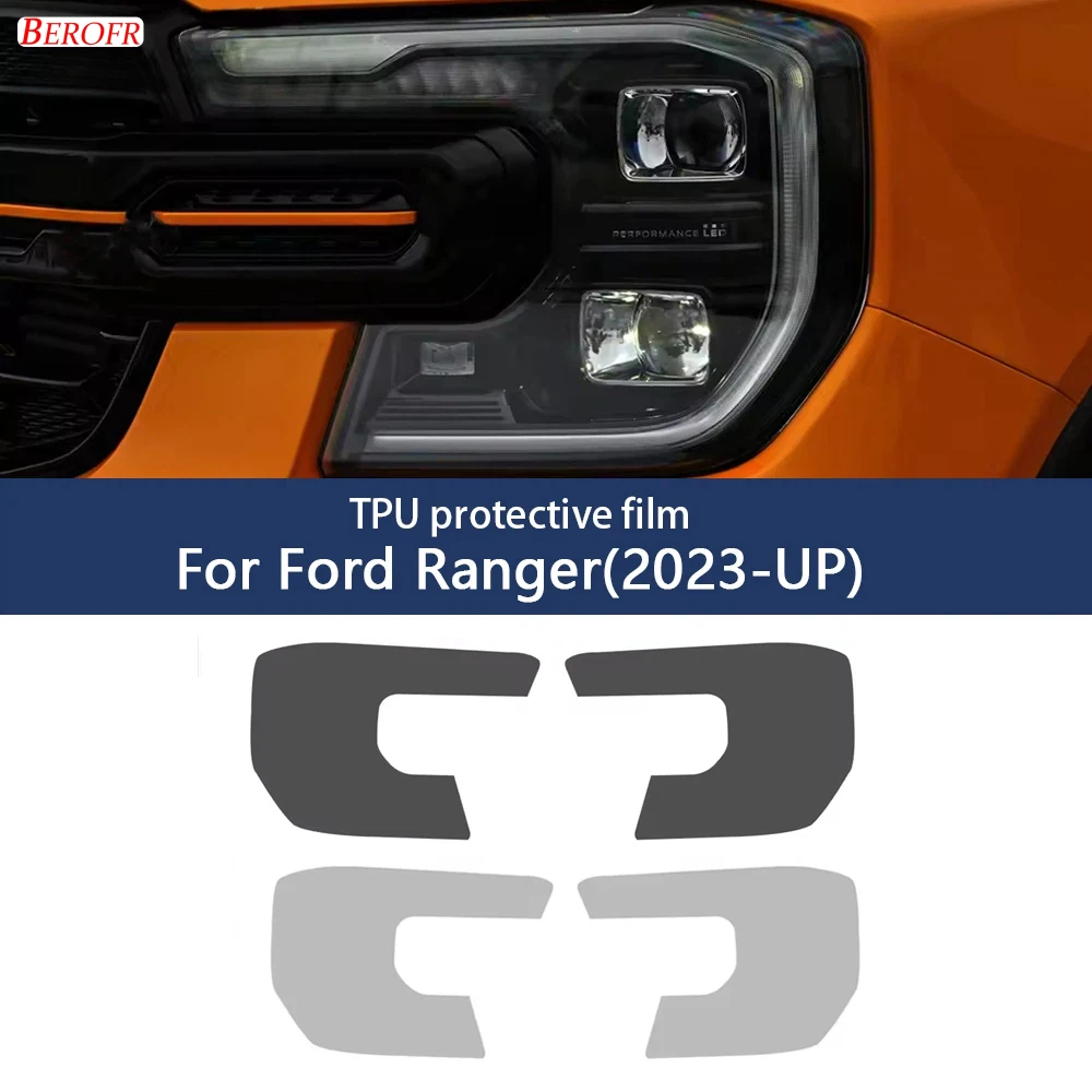 For Ford Ranger T9 2023 2024 2025 TPU Smoke Black Headlight Film Wildtrak Raptor Car Protective Transparent Sticker Accessories