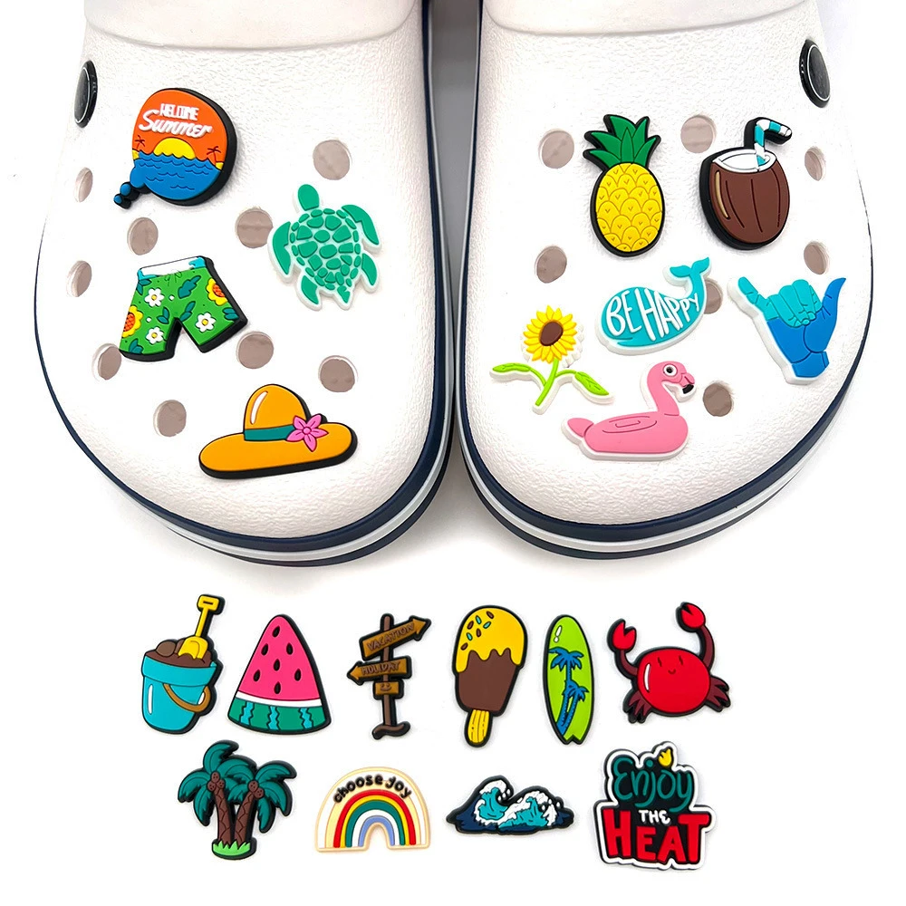 Ciondoli per scarpe stile estivo spilla per accessori Crocs Charms zoccoli decorazioni per braccialetti fibbia regali per feste per adulti per bambini