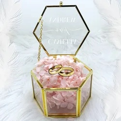 Metal Frame Glass Wedding Ring Box, Luxury Custom Wedding Ring Box, Personalized Ring Box