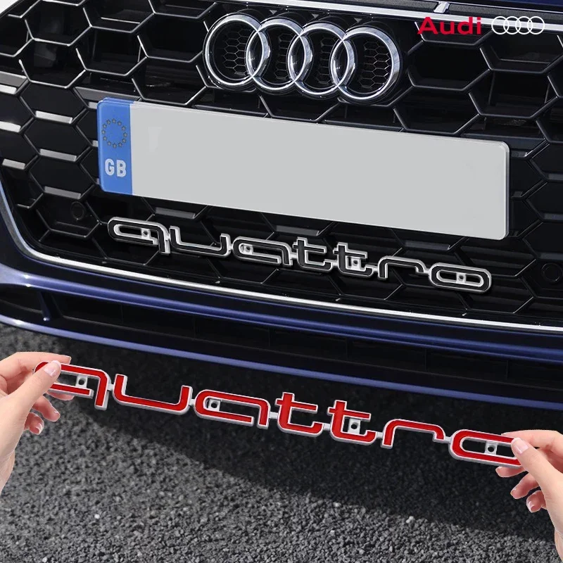 ABS Car Exterior Front Grille Emblem for Audi Quattro Logo A3 A4 A5 A6 A6L A7 A8 Q3 Q5 Q7 S3 S4 S5 RS3 RS4 RS6 Badge Accessories