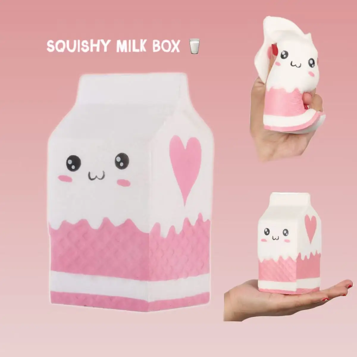かわいいスクイーズミルクカートンおもちゃ、感覚玩具、ゆっくりと上昇するリラックスできるスクイーズ。 柔らかいPU素材。 パーティーに最適