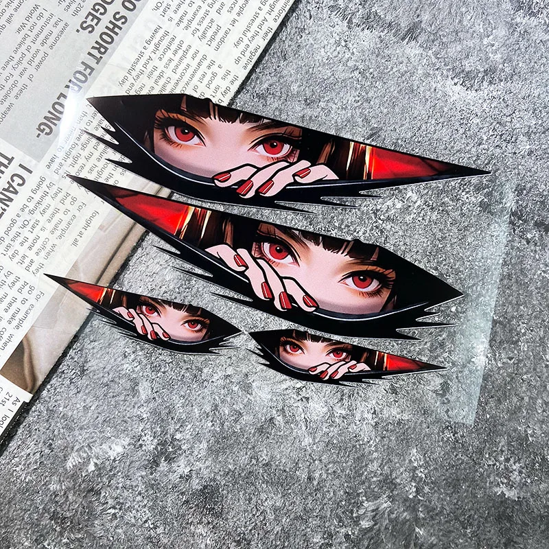 

1 SET Anime Girl Peeking Car Sticker Set, Holographic Waterproof Vinyl Decal for Vehicle Body
