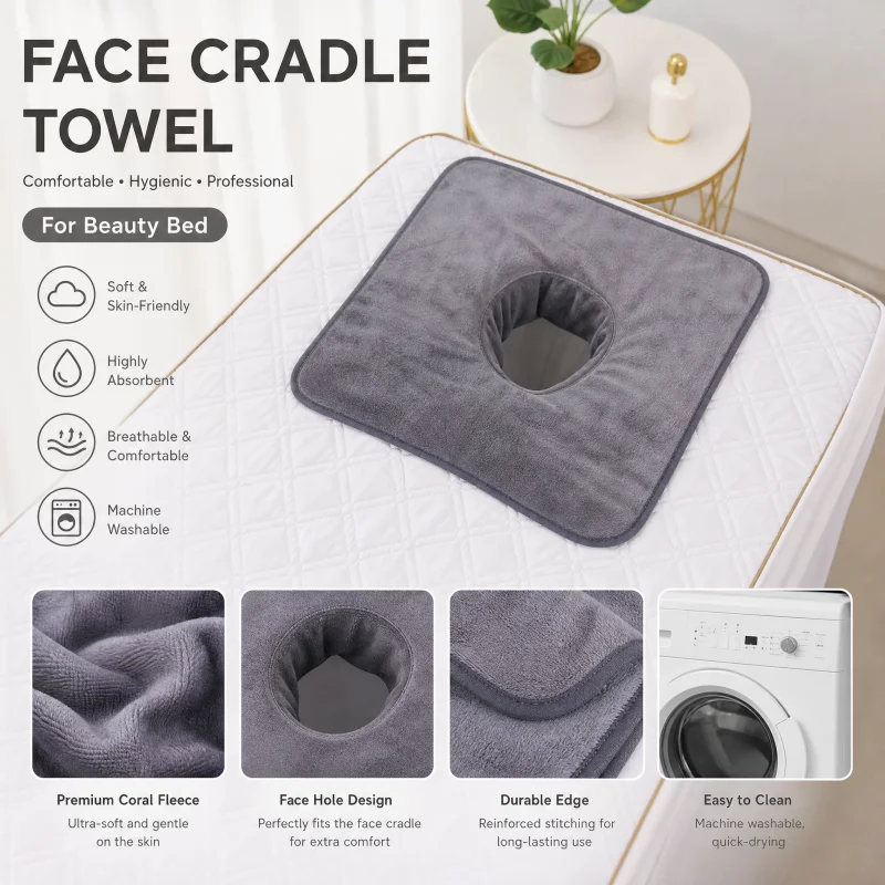35x35cm Thickened Beauty SPA Massage Table Planking Soft Facial Towel with Central Hole Bed Care Pad for Beauty Salon Massage