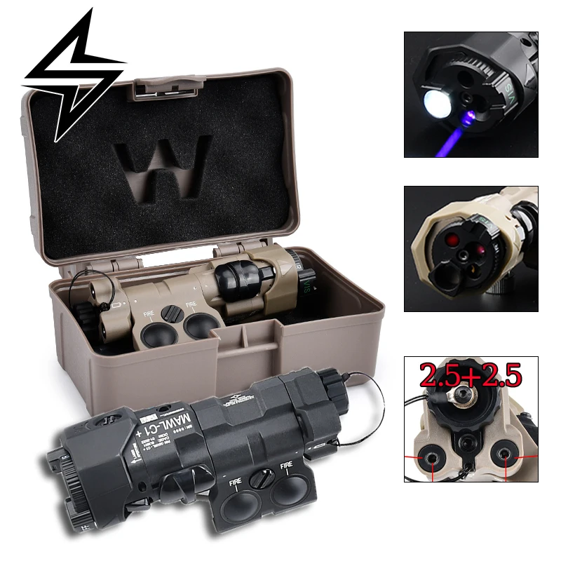 

WADSN MAWL-C1+ Tactical Laser Sight Green Visible/IR Laser White Light Flashlight Dual Pressure Button Switch Fit 20mm Picatinny