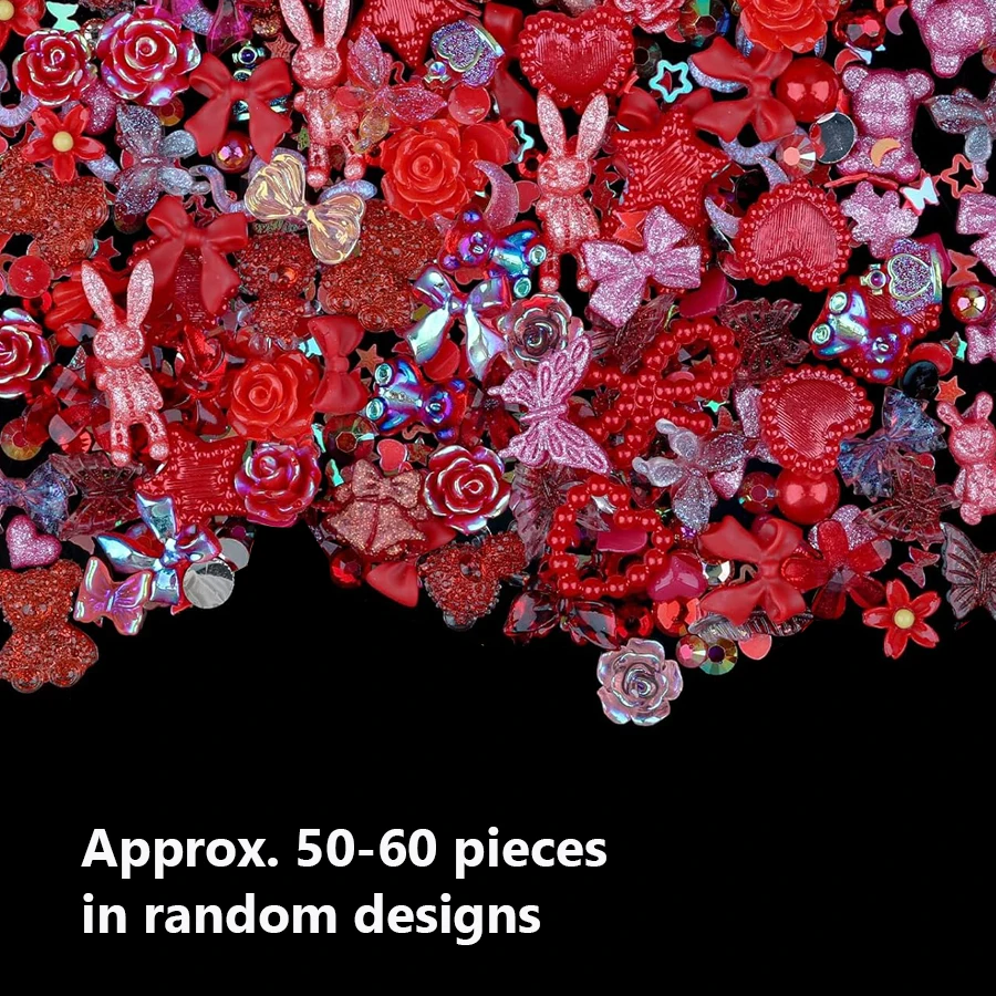 50 Stück Leuchtende Gemischte Harz-Rosenblüten Nagelkunst-Charms Bären- und Hasenperlen DIY für Maniküre, Handydekoration und Bastelarbeiten – Detail 9