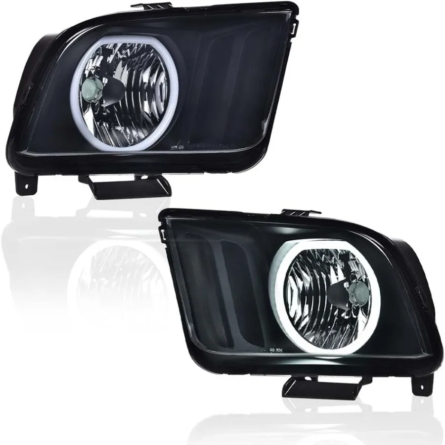 

Светодиодные фары DRL, совместимые с 2005-2009 Mustang, 2 шт., фары для водителя, левая и пассажирская правая сторона, дымчатые линзы B