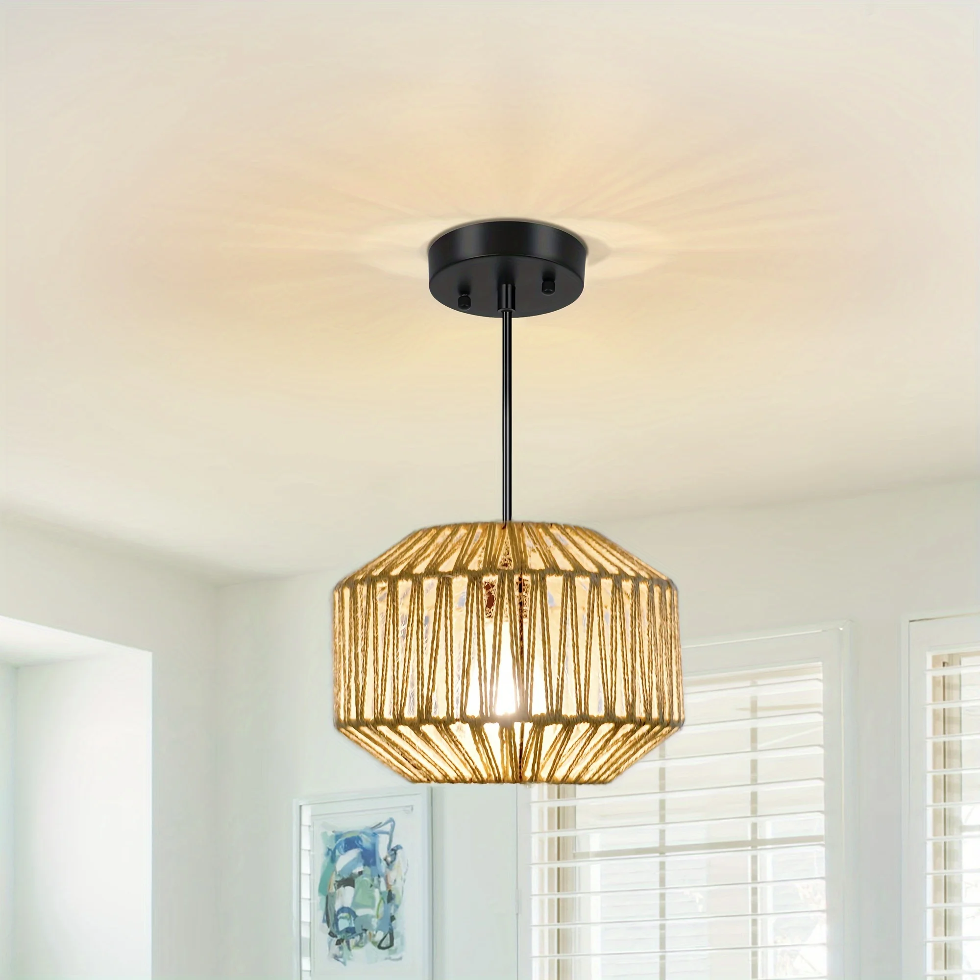 

1-light Boho Rattan Light Fixture Wicker Light Fixture Adjustable Boho Chandelier Rattan Light Fixtures Rattan Chandelier