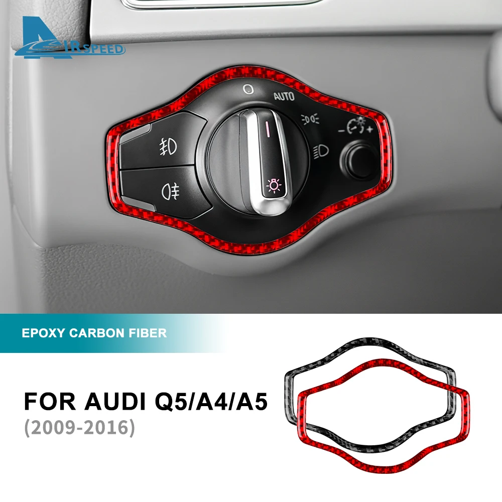 

For Audi A4 A5 Q5 2009-2016 Real Carbon Fiber Headlight Switch Button Trim Accessories Scratch Resistant Wear Resistant