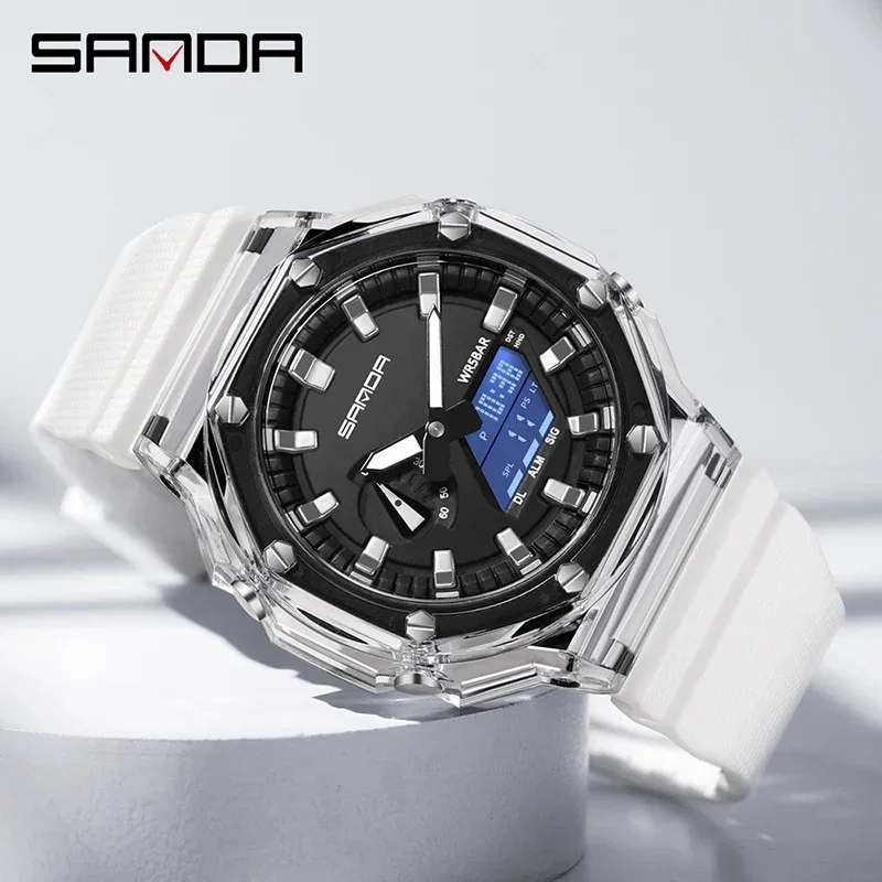 SANDA G style Men Watch Countdown Stopwatch Alarm 50M Waterproof LED Light Electronic Outdoor Military Sports Quartz Wristwatch