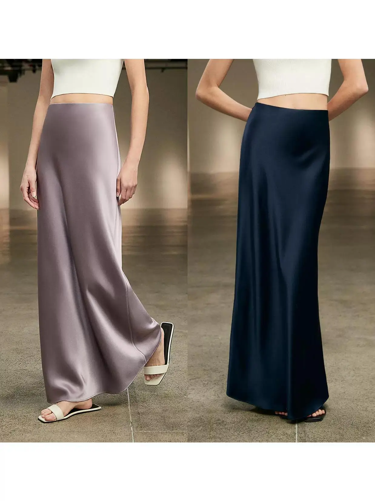 Autumn 2025 New Sle Women's ter Ne  Dr High Waist Fi Tail Gown Double Sided Satin Luminous Draped Side Cut