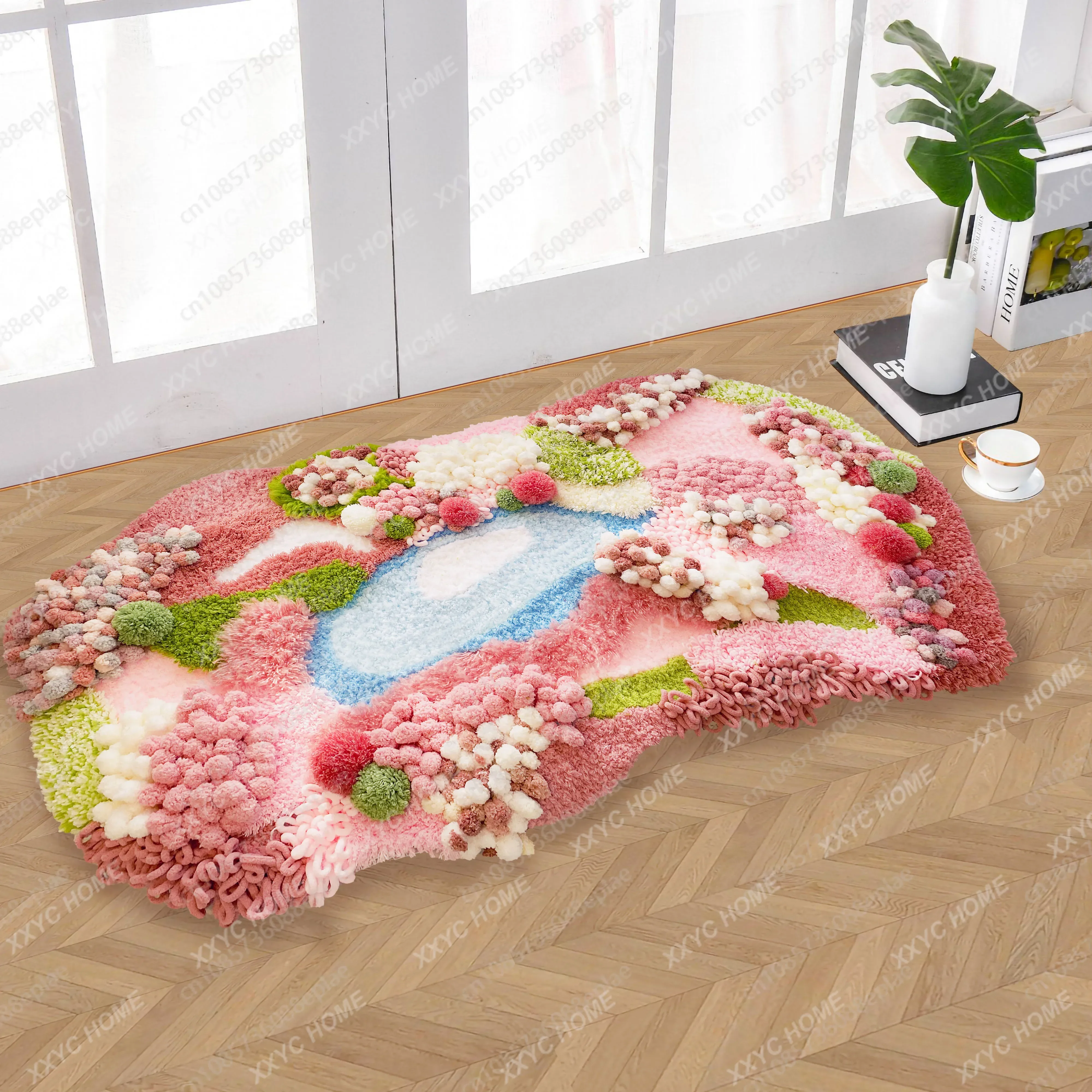 (Material package only) Moss carpet DIY material package Handmade gift Homemade carpet Bedroom Living room Bedside 130 × 75cm