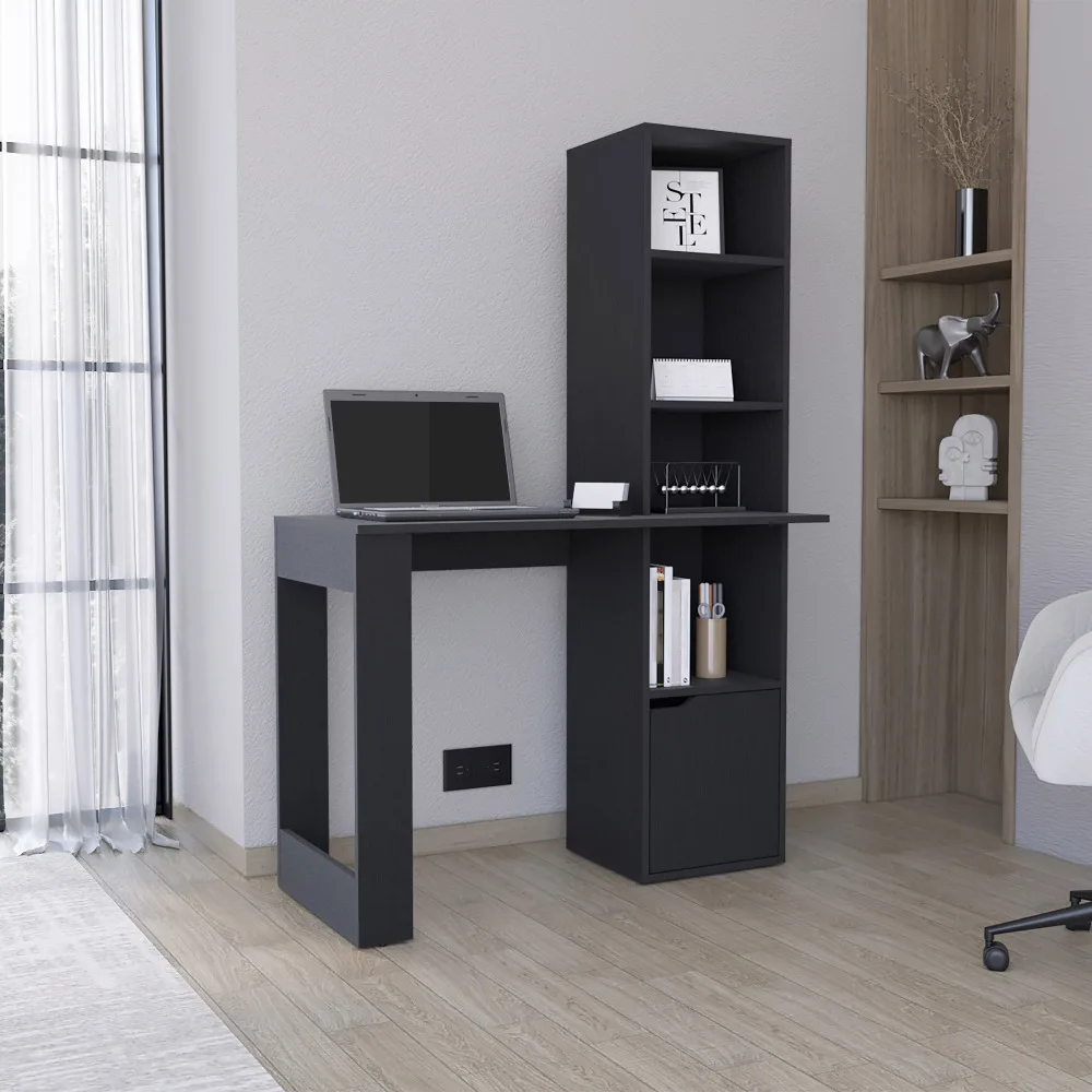 

Iowa Computer Desk with 1-Cabinet and 4-Tier Bookcase