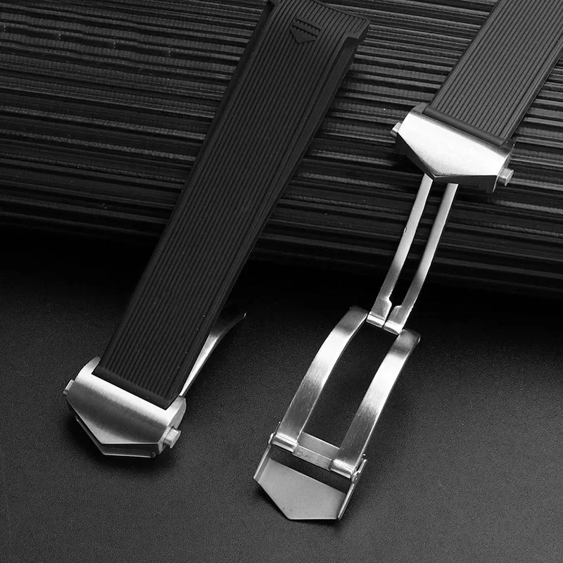 New Style Rubber Silicone Watch Strap For Tag Heuer CARRERA AQUARACER Series Watch Black Blue Watchband Suitable 22mm