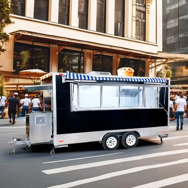 Customized Fully Catering Equipped USA Food Trailer Cart Hot Dog & Ice Cream Fast Food Truck With Full Kitchen Condition