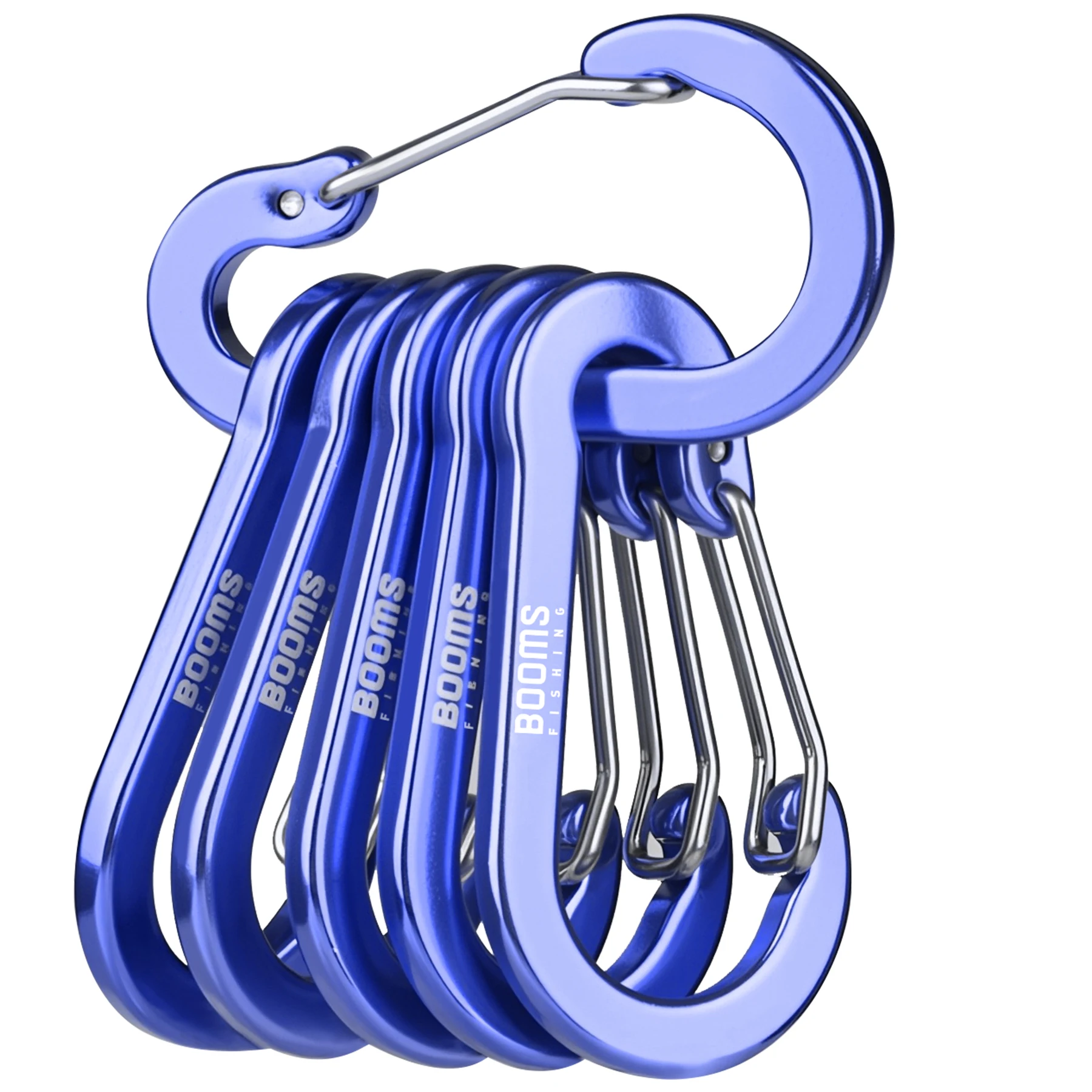 Booms Fishing Multi Tool 6Pcs 5cm D-ring Aluminum Alloy Carabiner Clip Outdoor Travel Hook Buckle Karabiner Camp Equipment