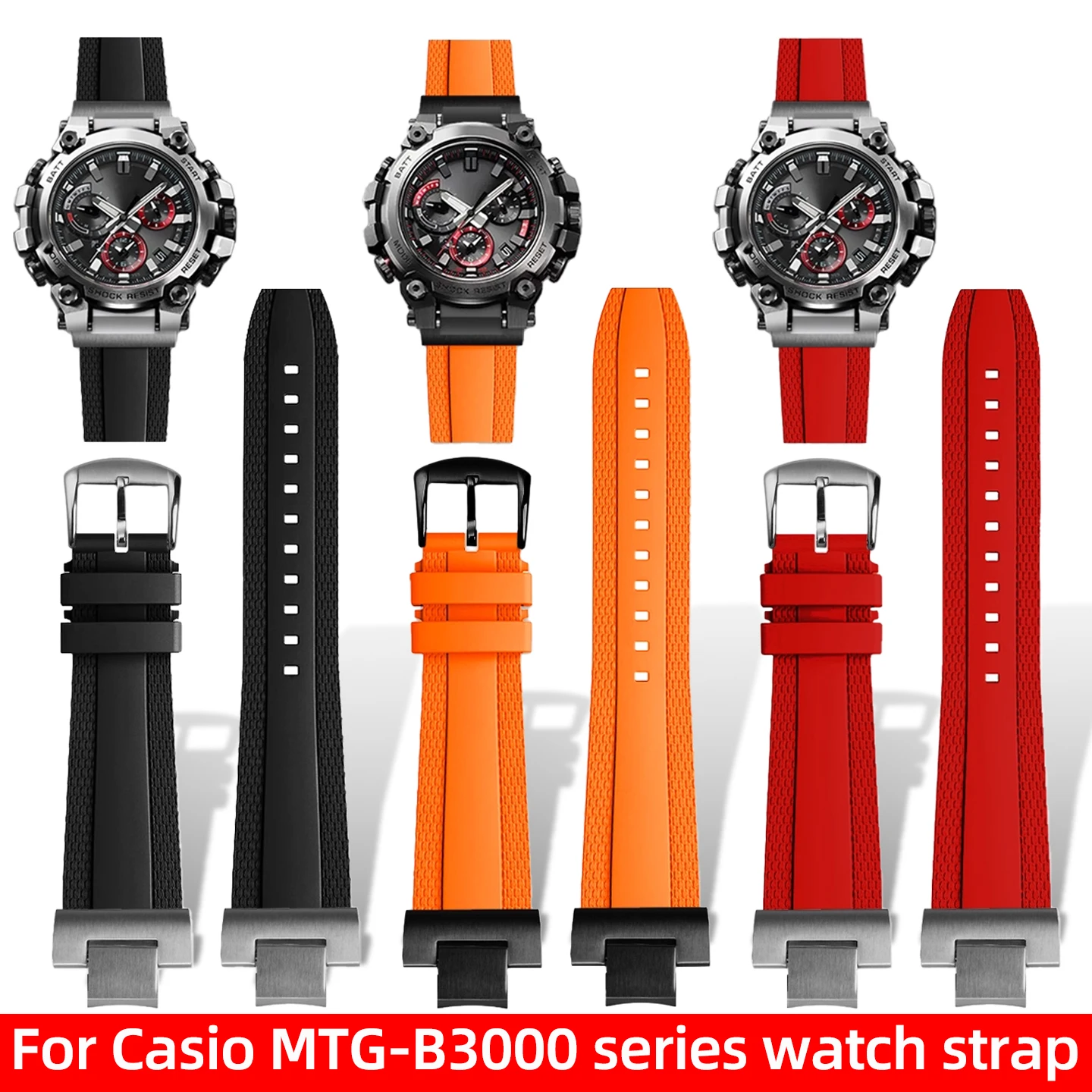 Untuk Casio G-SHOCK 5672 MTG-B3000 Tali Jam Tangan Modifikasi FKM Pria Lepas Cepat Tali Jam Karet Fluorin Gelang Olahraga Aksesoris