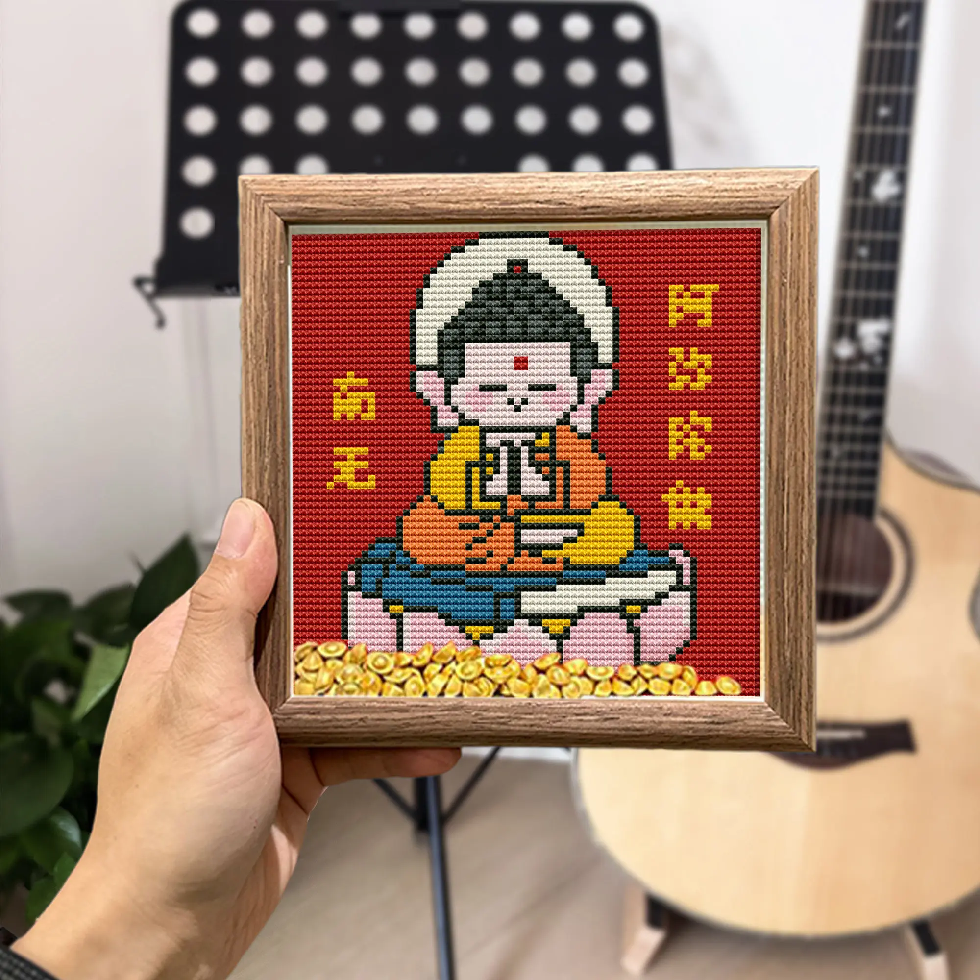 Cz small cross stitch buddha tathagata buddha living room sakyamuni statue embroider handmade simple thread embroider