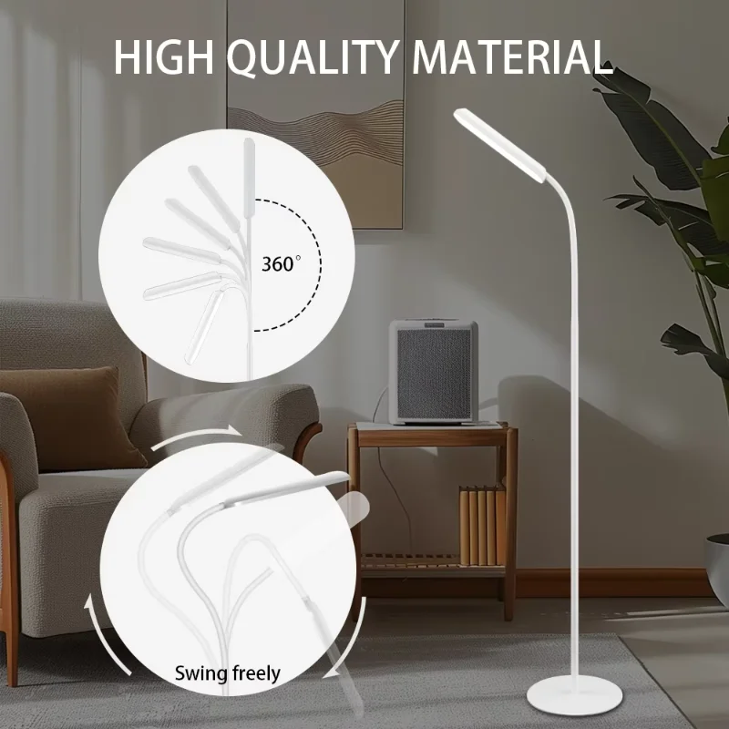 LED Floor Lamp For Living Room Adjustable Gooseneck Stand Light Remote Dimmable Indoor Bedroom Standing Reading Work Light
