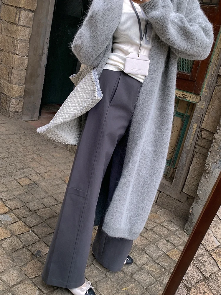 

Ультрамягкие прямые брюки из 100% хлопка свободного кроя для женщин, для повседневной носки, с эластичным поясом