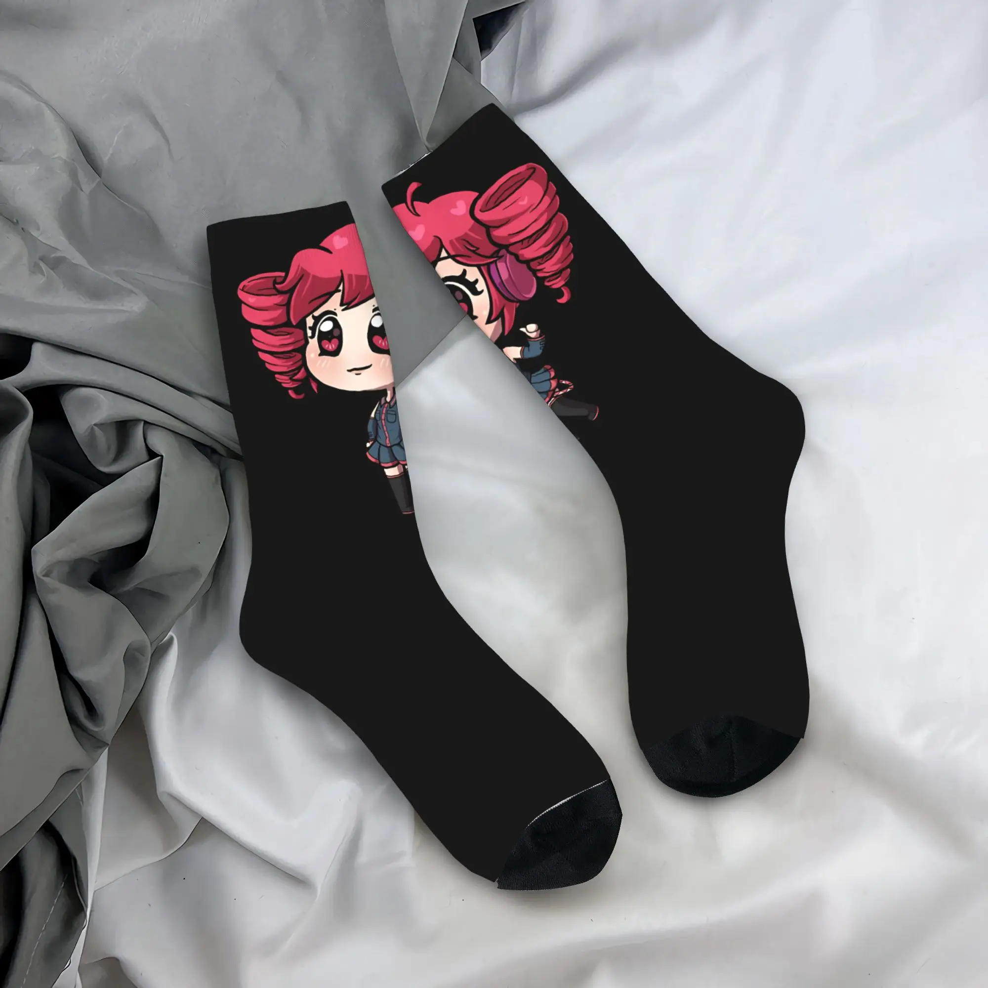 Cute Heart Eyes Kasane Teto Chibi With Headset Socks Design Stockings Anti Skid Women Men Socks Comfortable Autumn Outdoor Socks