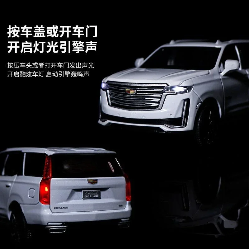 Cadillac Escalade-coche todoterreno de aleación de Metal fundido a presión, modelo de coche, luz de sonido, colección de juguetes, exhibición, adornos decorativos, A820, 1:32