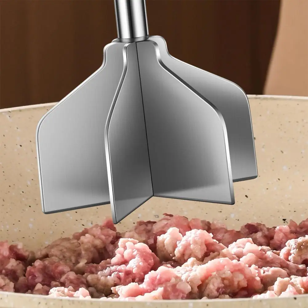 Meat Mincer Heavy Duty Stainless Steel Meat Chopper Tool with 6-blade Head Ground Beef Masher Hamburger Smasher for Meal Prep