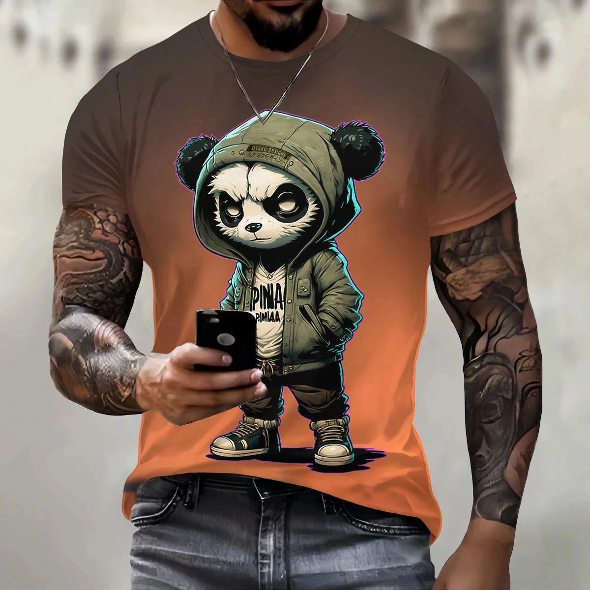 Funny 3D Panda Print T Shirt for Men Street Trend Harajuku Pullover Casual O-Neck Short Sleeve T-Shirt Fashion Loose Summer Tops