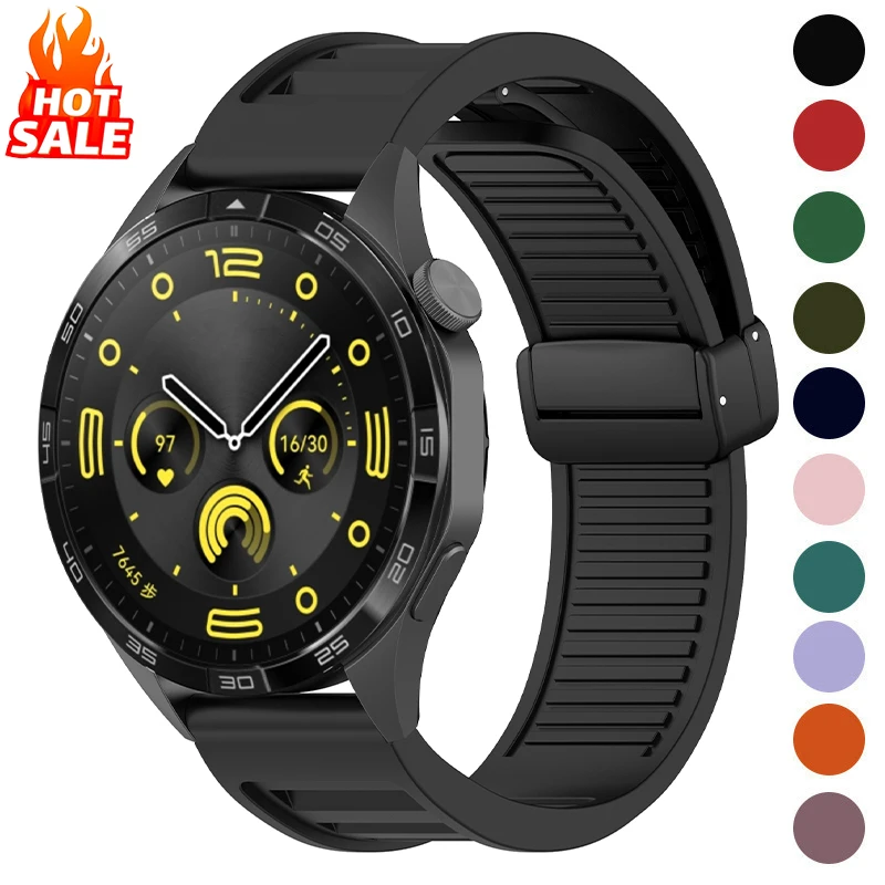 22mm Silicone Strap for Huawei GT5 Pro 46mm GT4/4Pro Ultimate GT2 Magnetic Band for Samsung Galaxy Watch 3 45mm Gear S3 Bracelet