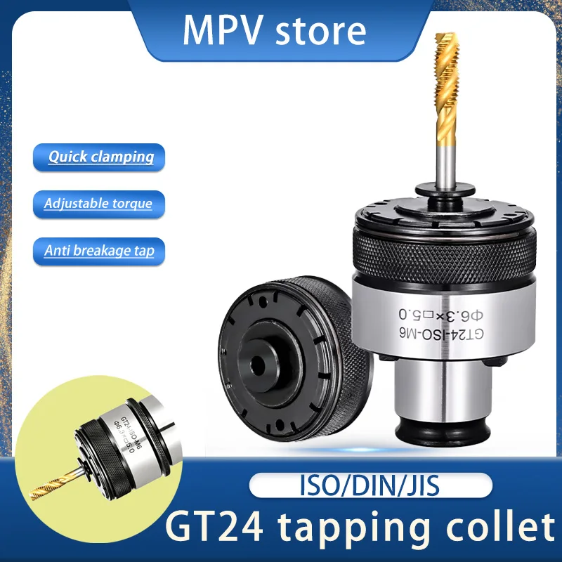 GT24 Tap Collet with Torque Overload Protection, ISO JIS DIN Standard Tapping Chuck for Bench Drill Tapping Machine