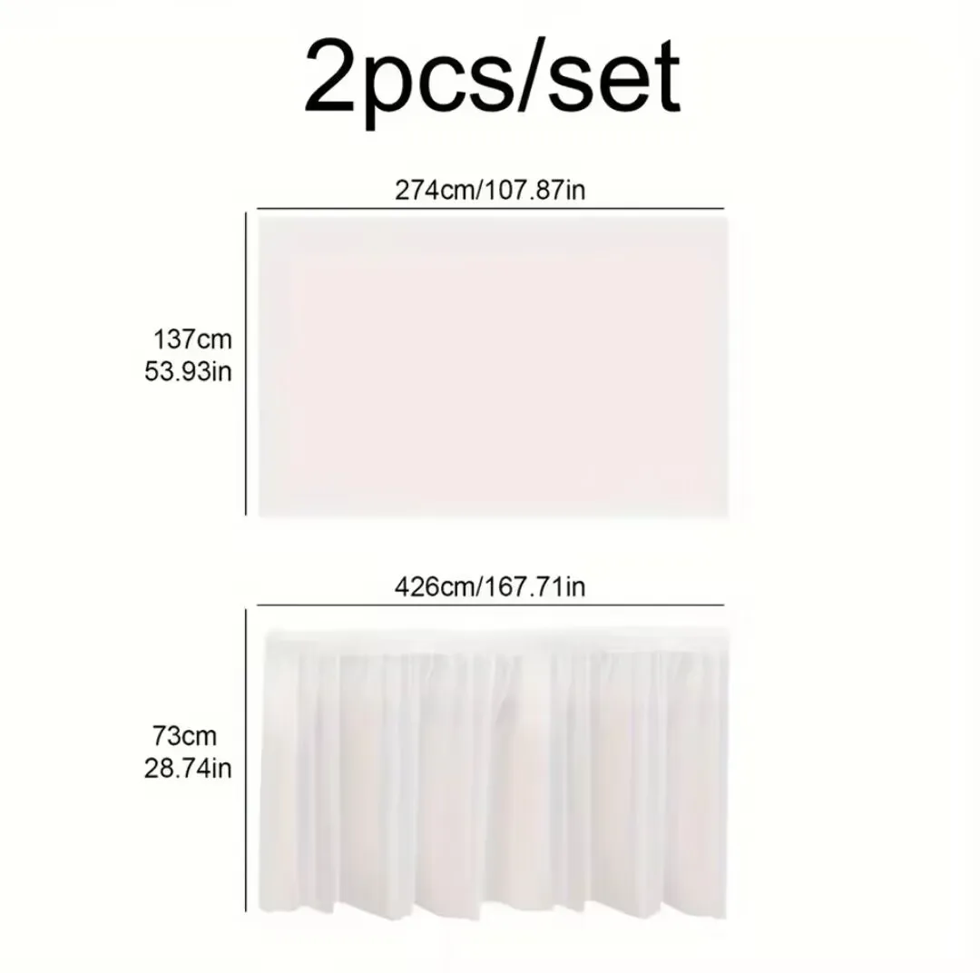 73x426cm Pastel Table Skirt Baby Kids Birthday Party Decor Pink Blue Disposable Table Skirts Cover Christening Shower Wedding