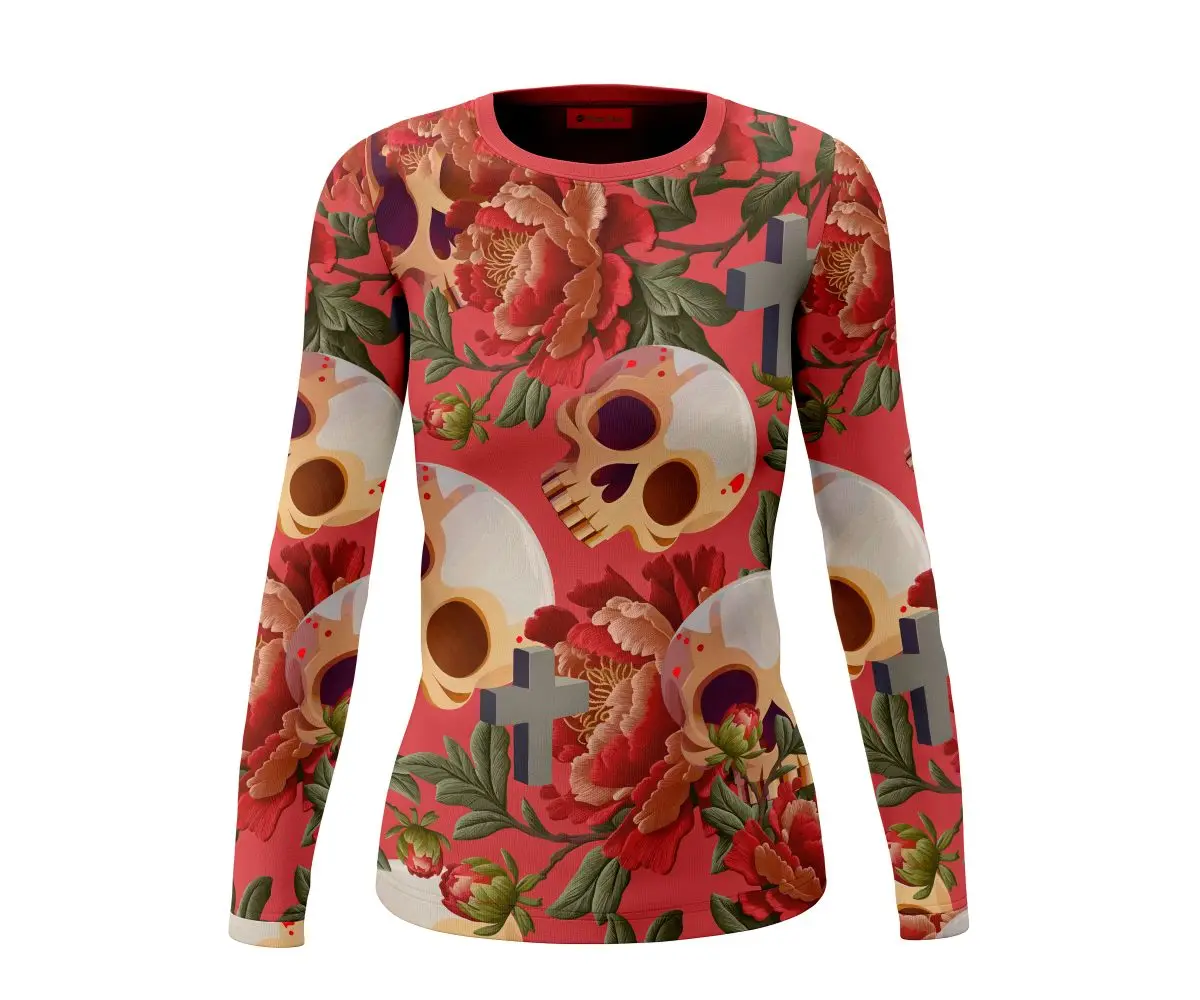 2024 Women\'s Classic Mexican Day of the Dead Series Irregular Printed Long Sleeve T-Shirt Ladies Loose T-Shirt Tops T-Shirt