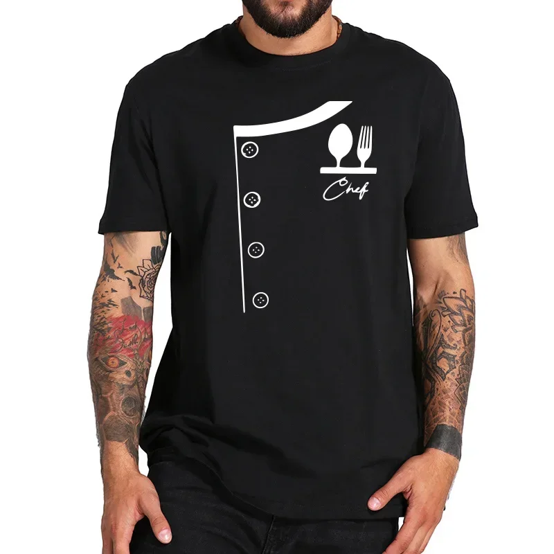 Chef T Fake Suit Cook Printed Tees Cotton Funny Summer Top High Quality Loose O-neck T-shirt EU Size