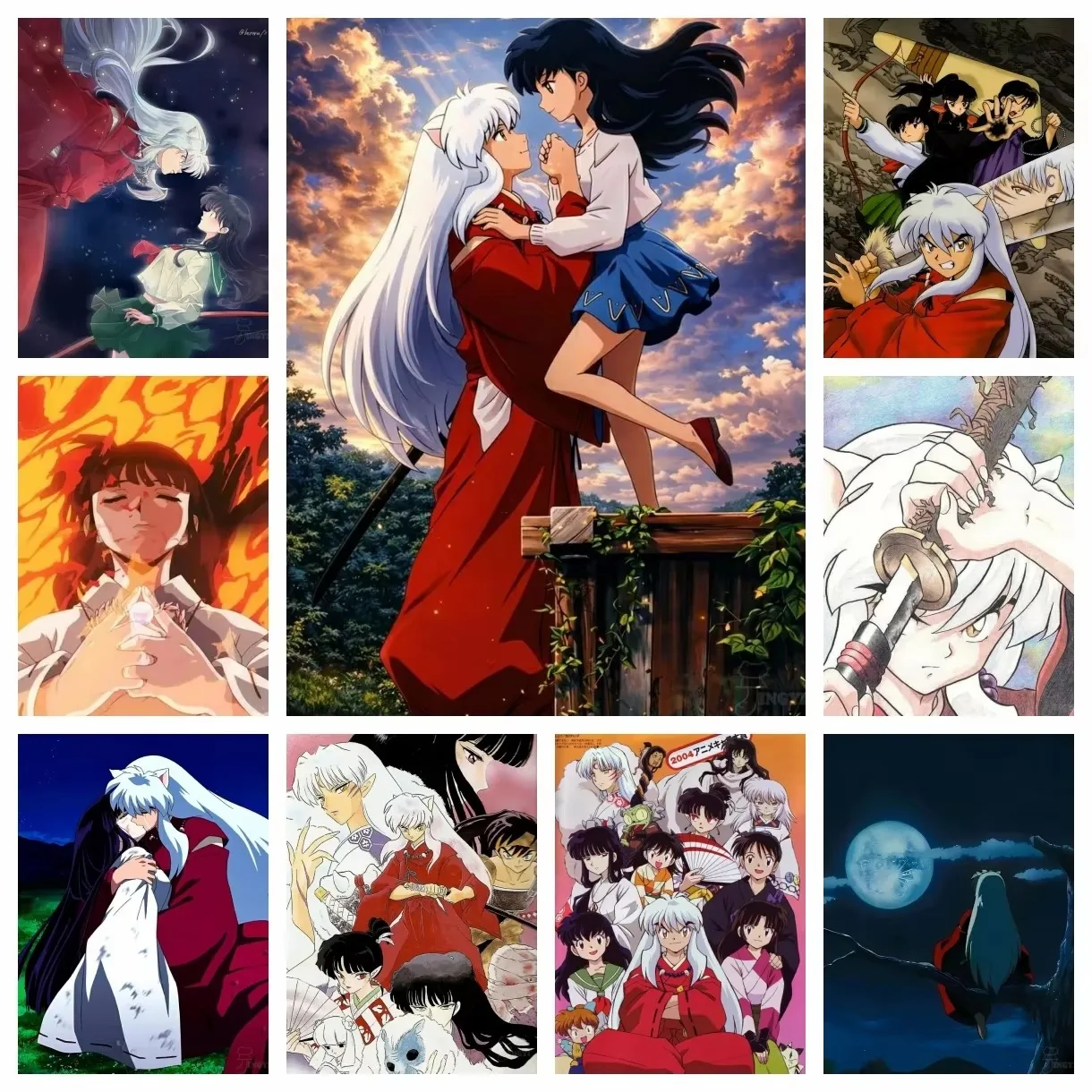 Inuyasha 500/1000/1200/2000PCS No Frame Jigsaw Puzzle Anime Character Collage Kagome Sesshomaru Pattern Home Wall Decor Gift