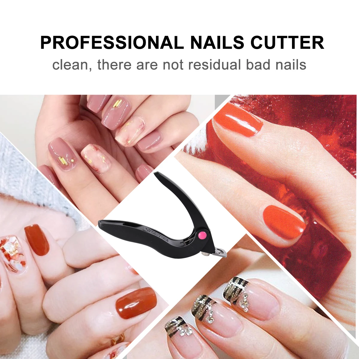 2 قطع المهنية الفن القواطع U-شكل الاكريليك مسمار كليبرز دائم الربيع شفرة المحمولة تلميح المتقلب جولة مستقيم قطع تصميم